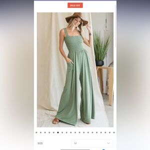 BUCKETLIST smocked Bodice Solid Knit Jumpsuit